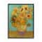 Stupell Industries Van Gogh Sunflowers on Turquoise Black Framed Print